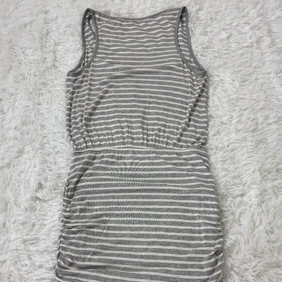 GIBSON Ruched Side Tank Dress Striped Gray Size XS EUC - Picture 8 of 9